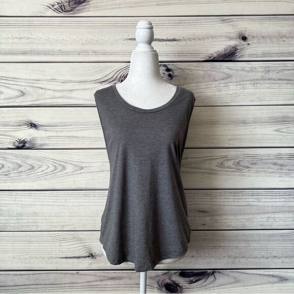 Fabletics Heather Grey “Never Settle” Janis Muscle Tank  Top - Picture 3 of 9